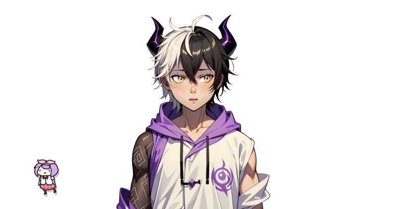 Premade VTuber model male - Dark Oni Boy for vtube studio as a cool full body vtuber male 2d vtuber