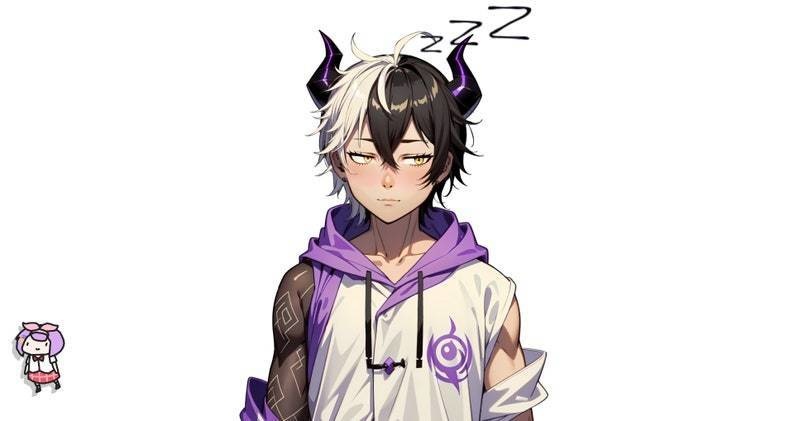 Premade VTuber model male - Dark Oni Boy for vtube studio as a cool full body vtuber male 2d vtuber