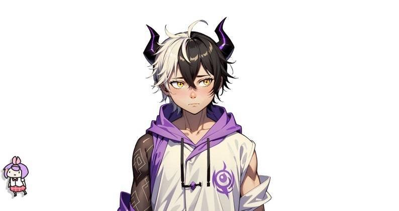 Premade VTuber model male - Dark Oni Boy for vtube studio as a cool full body vtuber male 2d vtuber