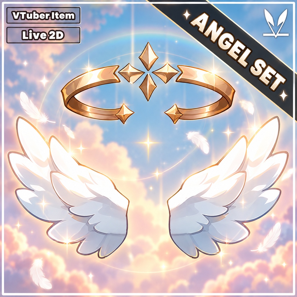 Rigged Live2D Angel Wings and Halo VTuber Asset