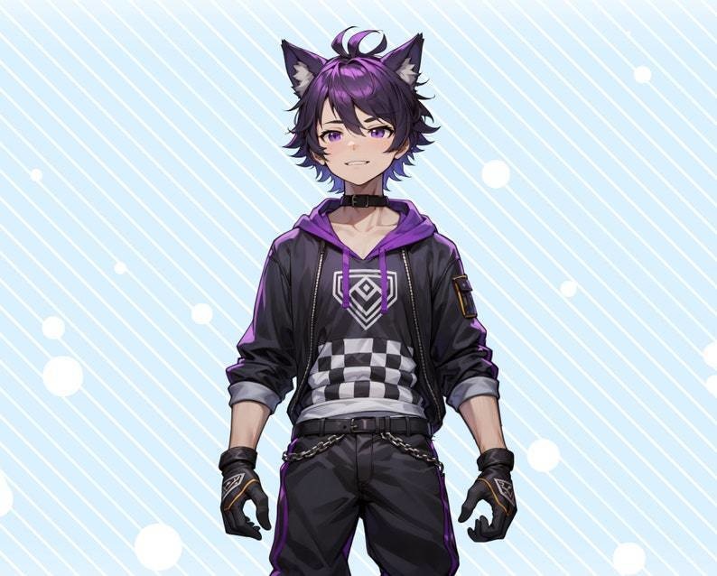 VTuber - Purple Wolf Boy | live2d | Animal | Streamer | Wolf | Animal Model | VTube studio | VTuber | Male