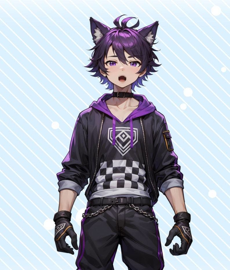 VTuber - Purple Wolf Boy | live2d | Animal | Streamer | Wolf | Animal Model | VTube studio | VTuber | Male