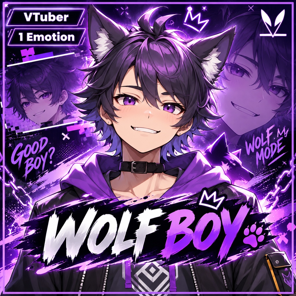 VTuber - Purple Wolf Boy | live2d | Animal | Streamer | Wolf | Animal Model | VTube studio | VTuber | Male