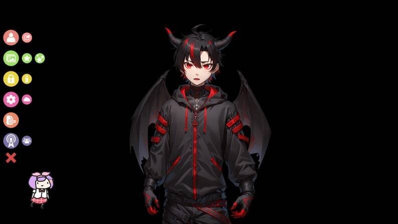 Demon Boy VTuber Model | Ready to Stream, Live2D, Dark Oni Design