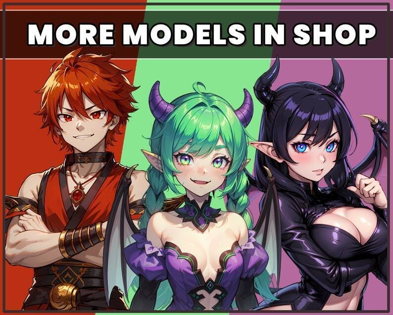 VTuber - Jade Cat Boy for vtube studio as a cool green, gold full body vtuber animal male live2d model