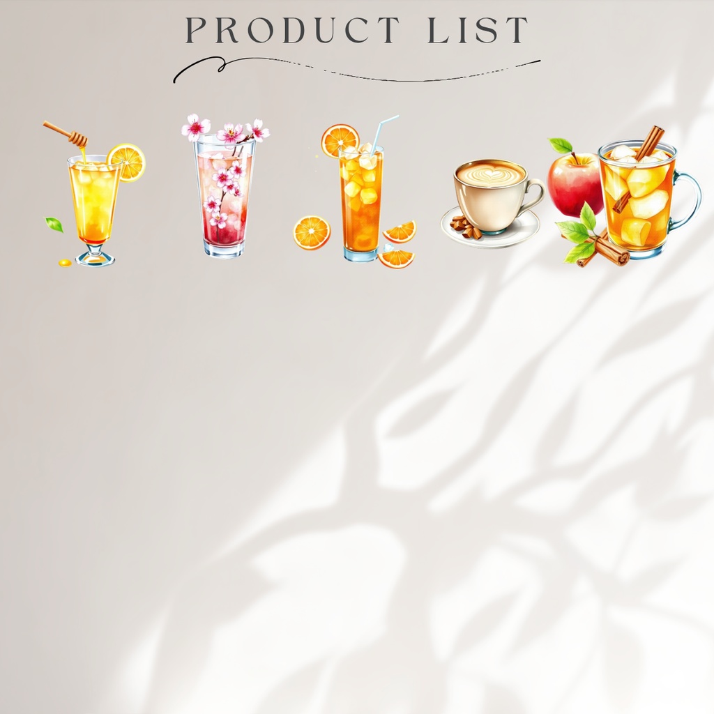 カフェドリンク水彩イラスト素材集 – 50種セット【透過PNG】