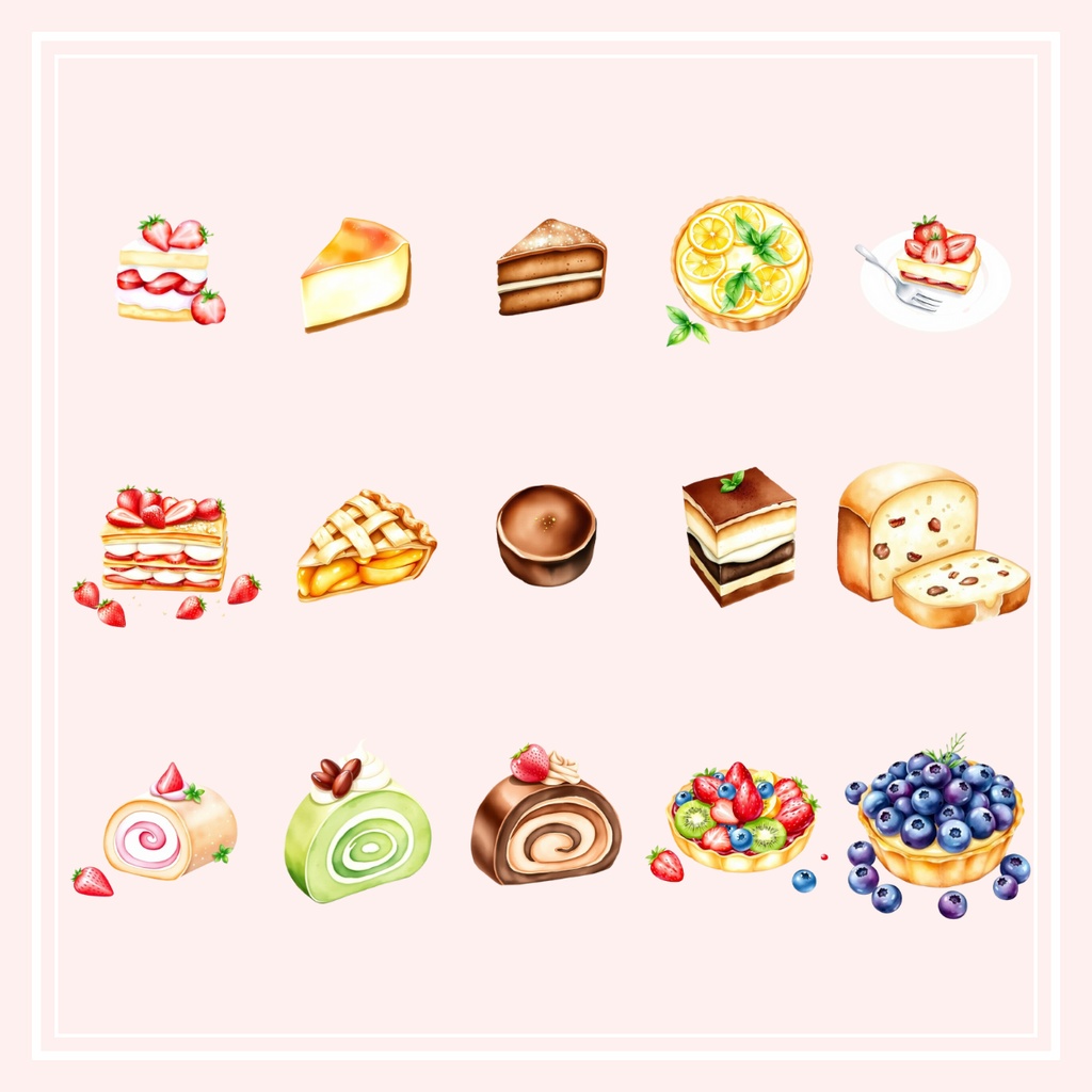 スイーツ水彩イラスト素材集 – 30種セット【透過PNG】