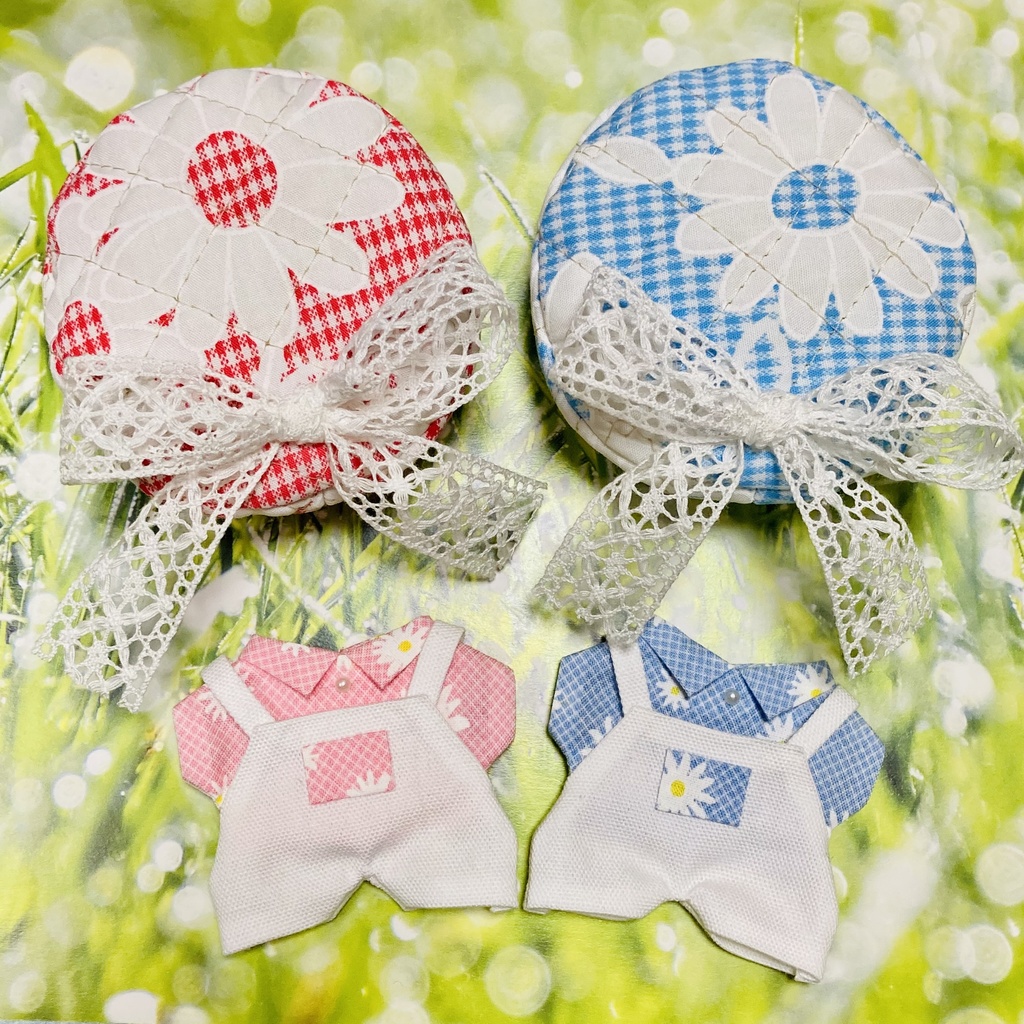白いお花のキルティングベレーset