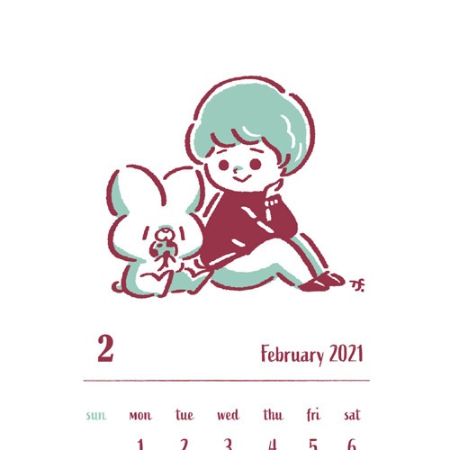21年2月カレンダー スマホ壁紙 うぴょーんstore Booth