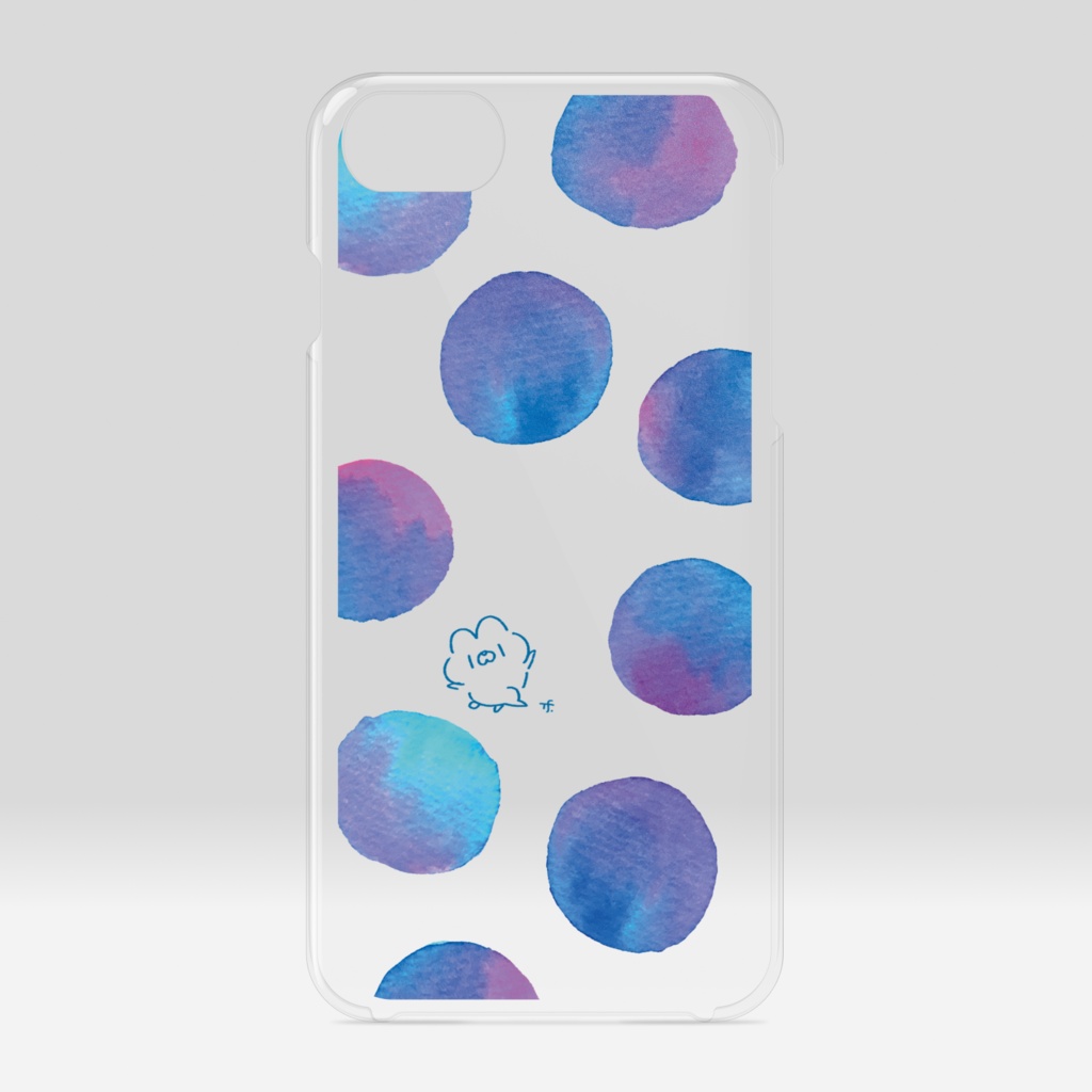 クリアiPhoneケース/ブルー系(色うさぎ×スペース中央)