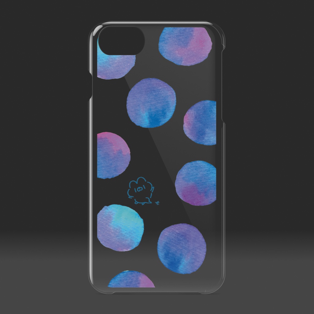 クリアiPhoneケース/ブルー系(色うさぎ×スペース中央)