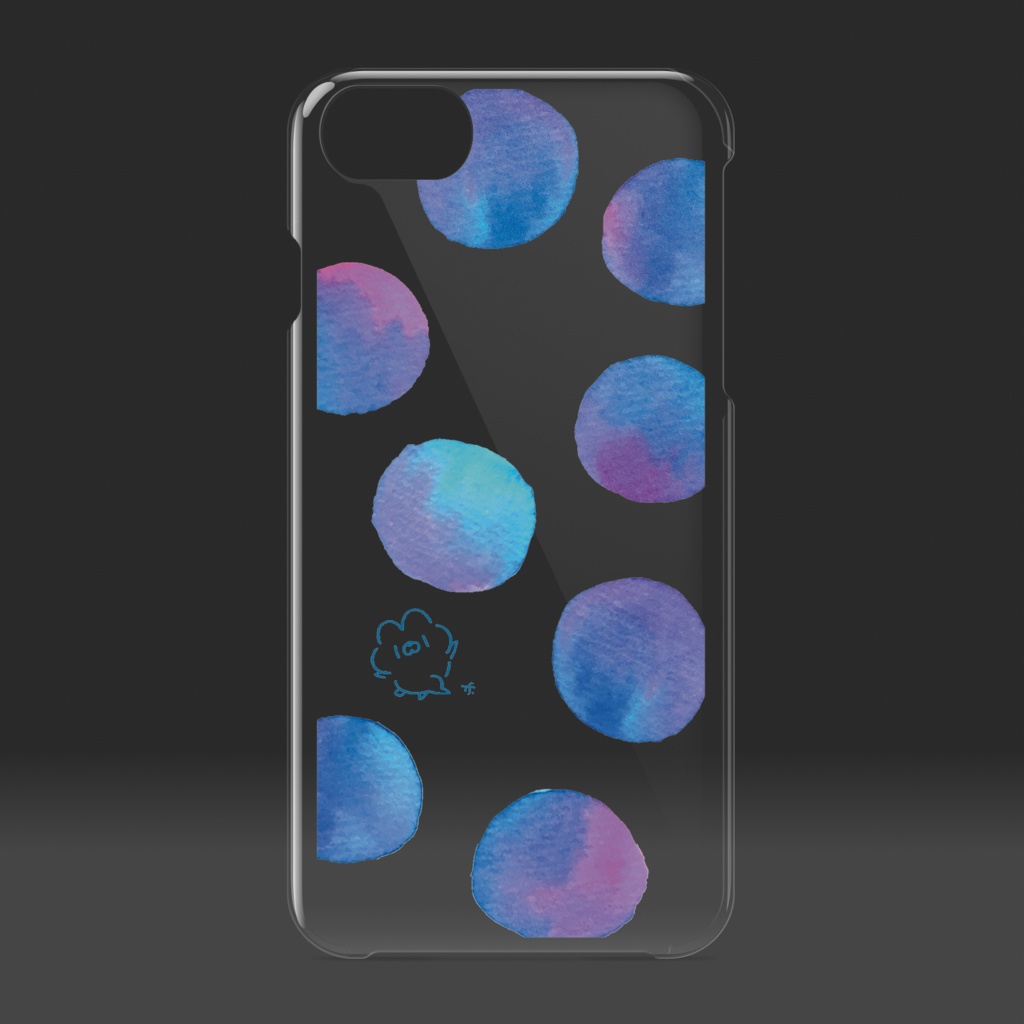 クリアiPhoneケース/ブルー系(色うさぎ×スペース上)