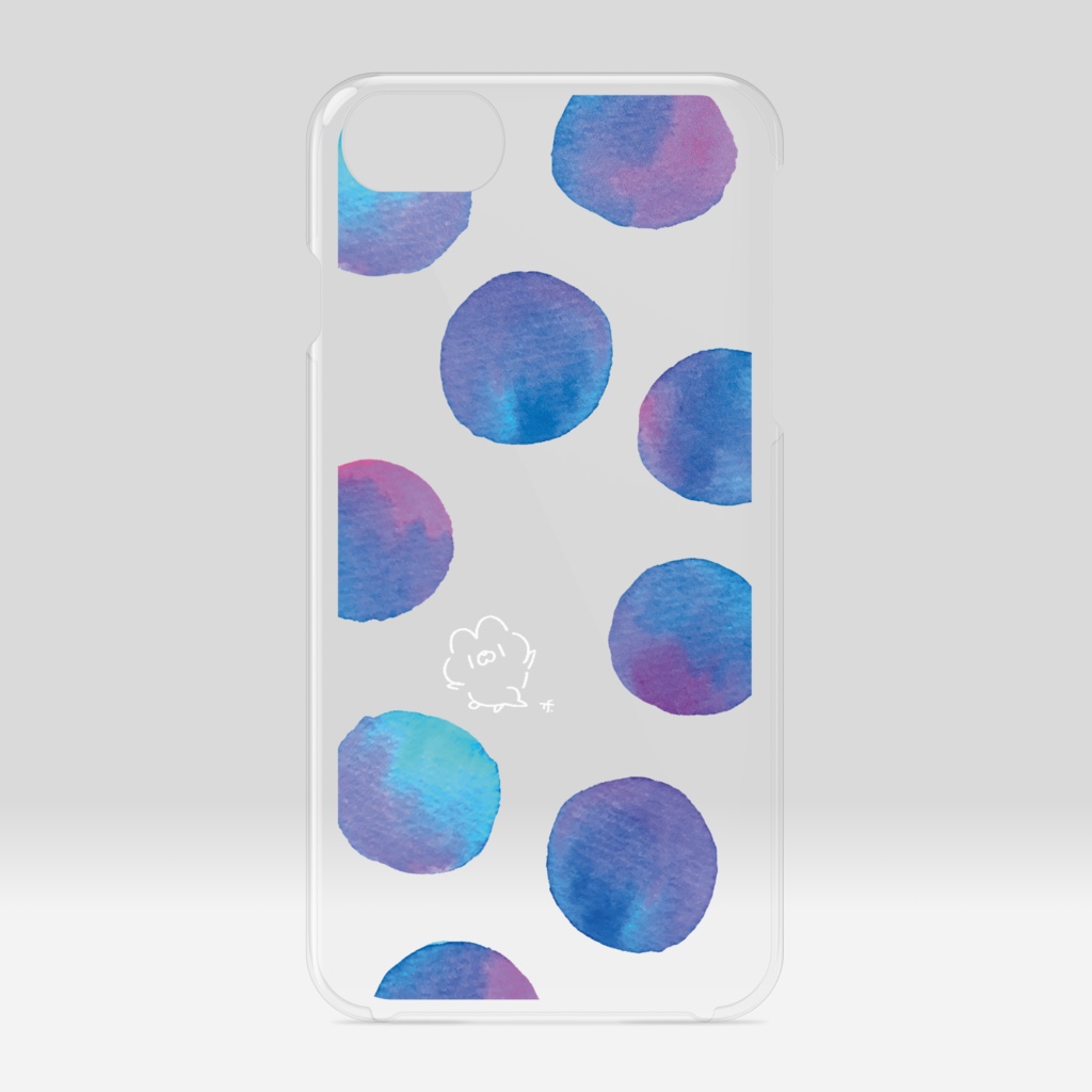 クリアiPhoneケース/ブルー系(白うさぎ×スペース中央)