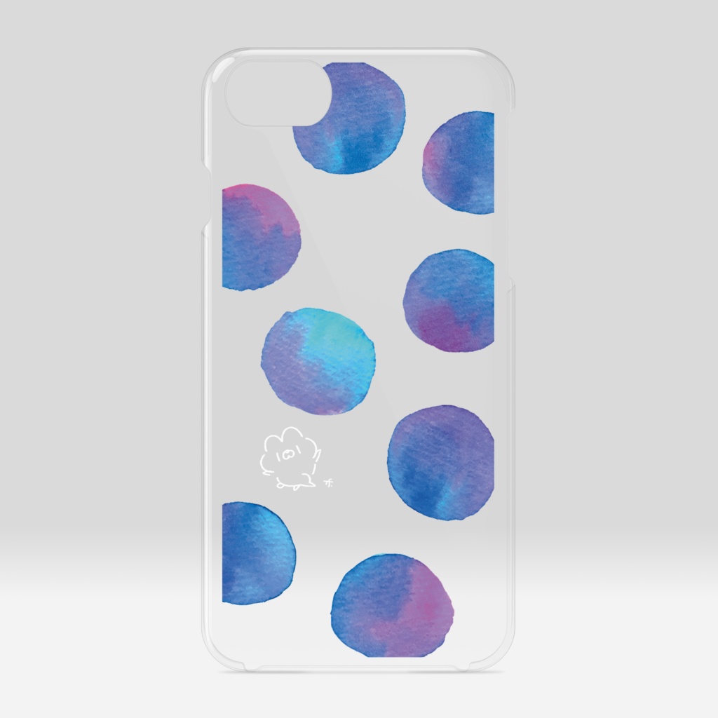 クリアiPhoneケース/ブルー系(白うさぎ×スペース上)