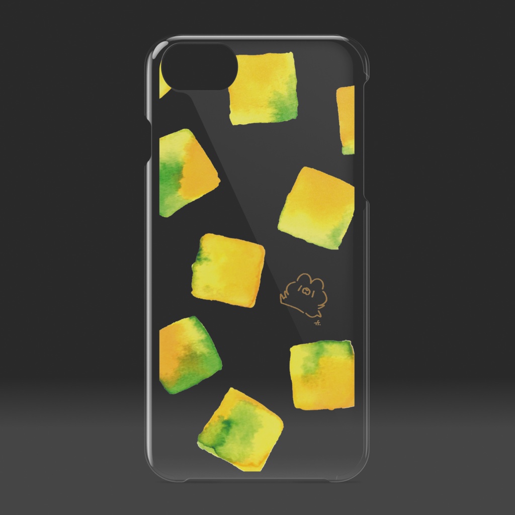 クリアiPhoneケース/イエロー系(色うさぎ×スペース上)