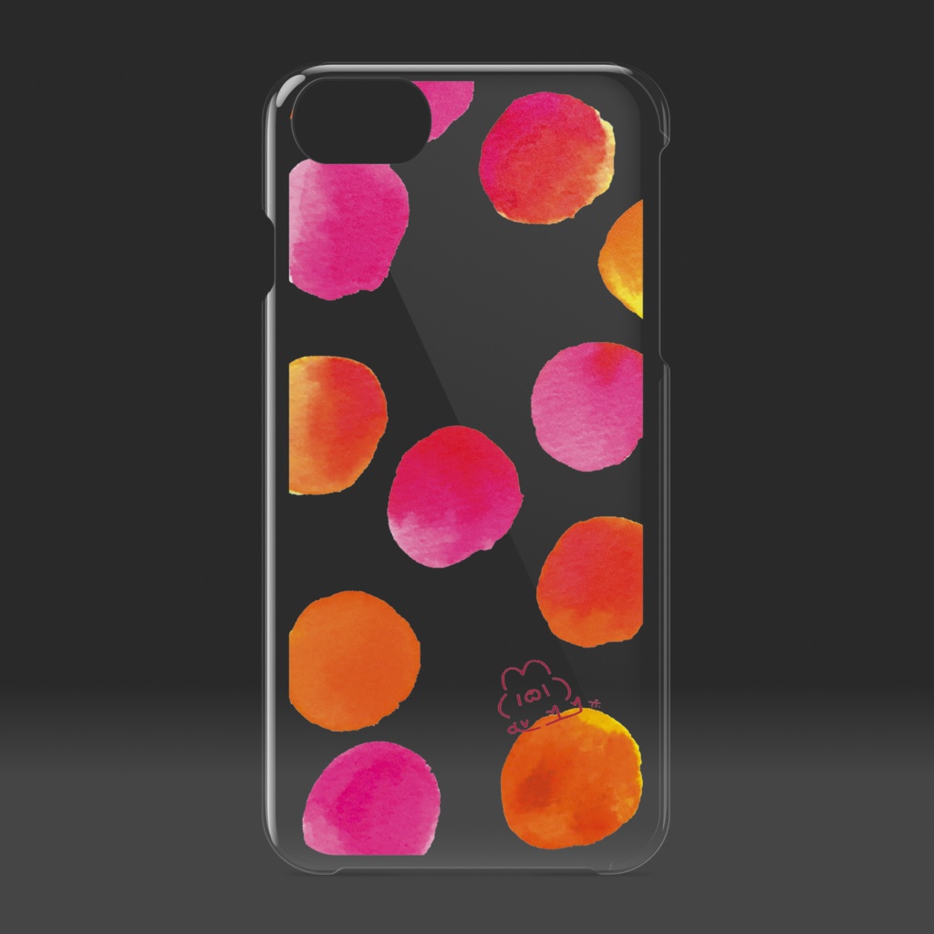 クリアiPhoneケース/レッド系(色うさぎ×スペース上)