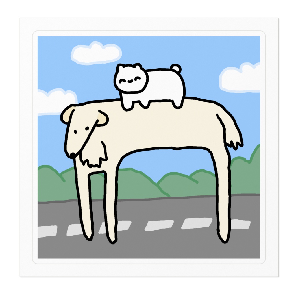 ネコチャンとボルゾイのステッカー