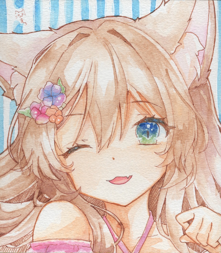 【アナログ原画/B品】爽やかお姉さん🍹