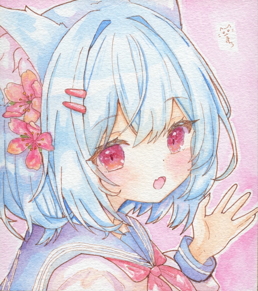 【アナログ原画】妹にゃんこは見守りたい。