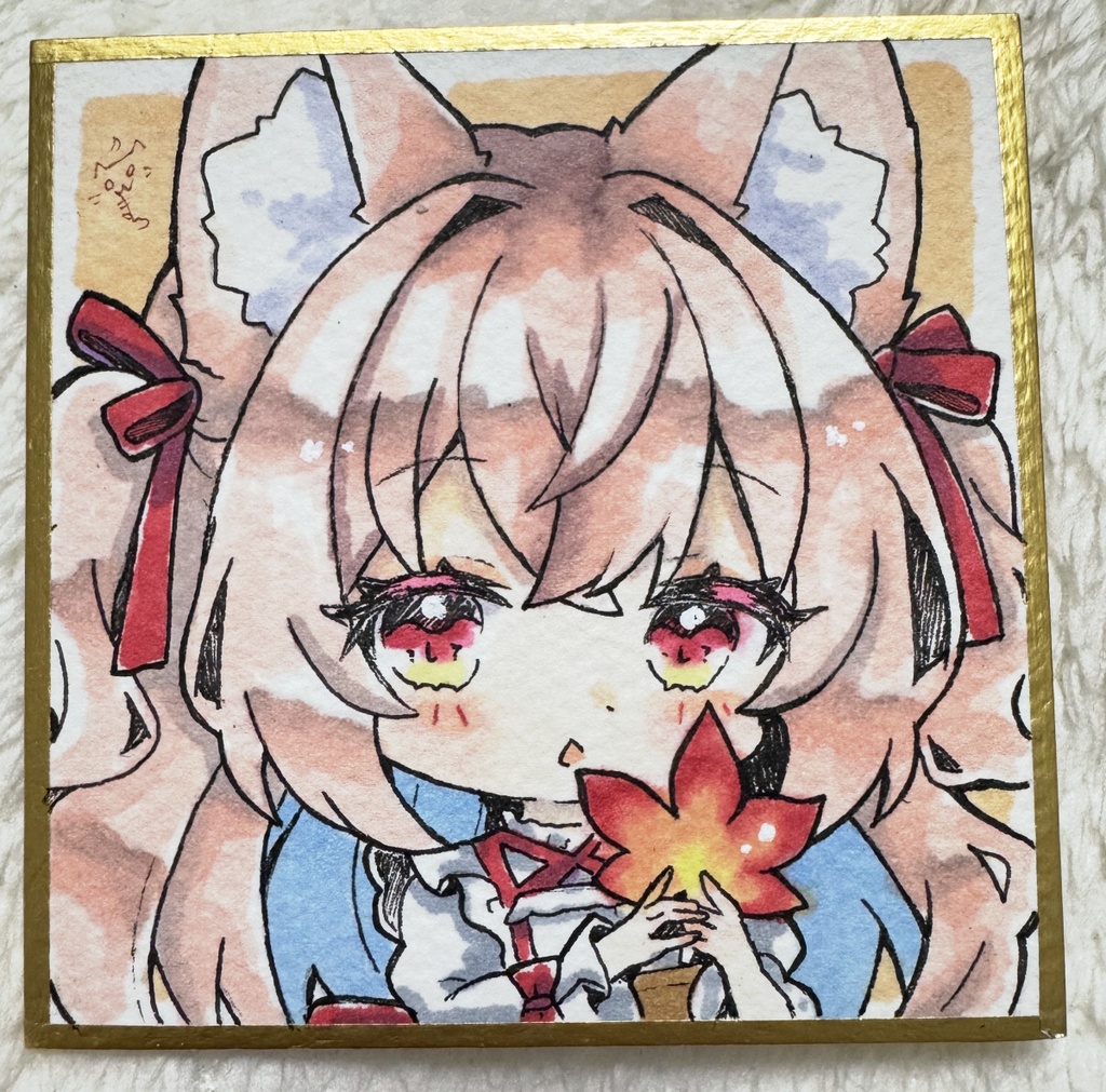 【アナログ原画】きつね×モミジ🍂