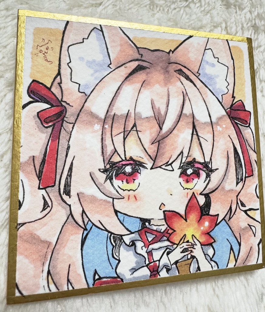 【アナログ原画】きつね×モミジ🍂