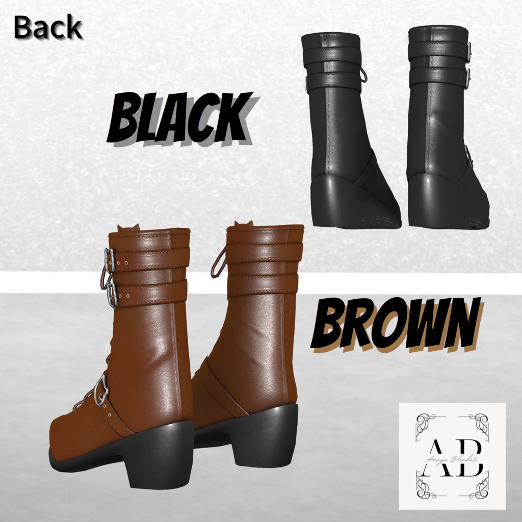 【VRChat想定】ショートレザーブーツ