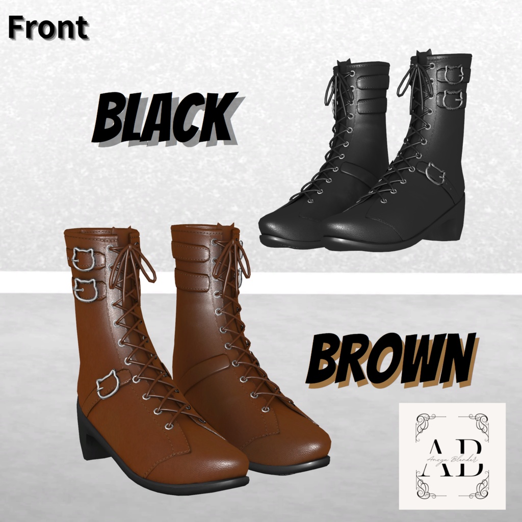 【VRChat想定】ショートレザーブーツ