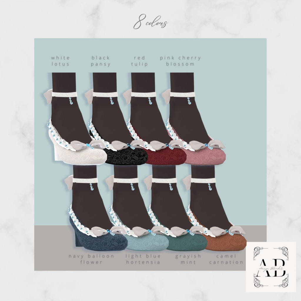 【8アバター対応】レース付きリボンパンプス オールパック