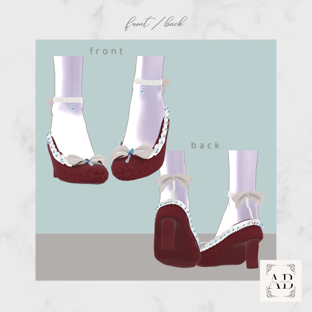 【8アバター対応】レース付きリボンパンプス オールパック