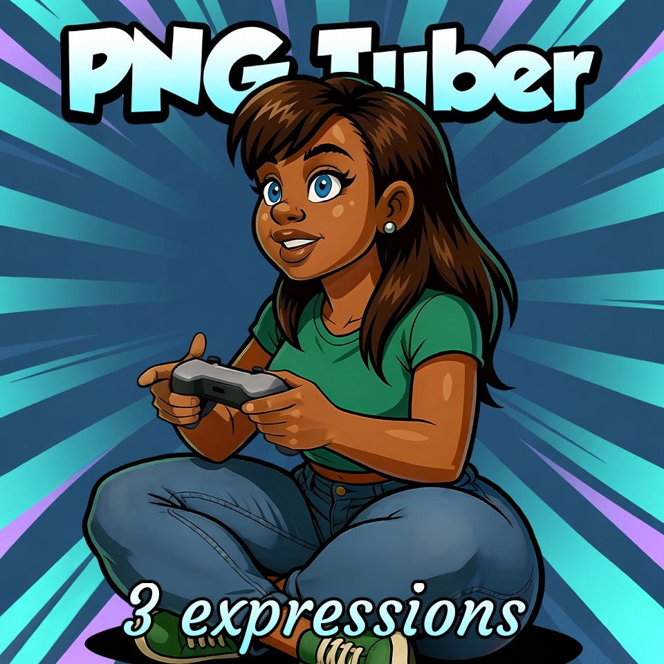 PNGtuber Model | Animated Gamer Girl | 3 Expressions | Veadotube Avatar