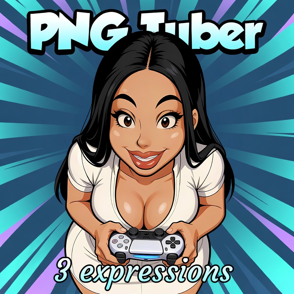 PNGtuber Model | Animated Gamer Girl | 3 Expressions | Veadotube Avatar