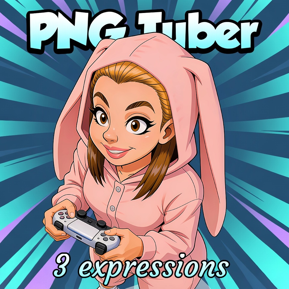 Full Body Animated Gamer Girl | PNGtuber Model | 3 Expressions | Veadotube Mini 