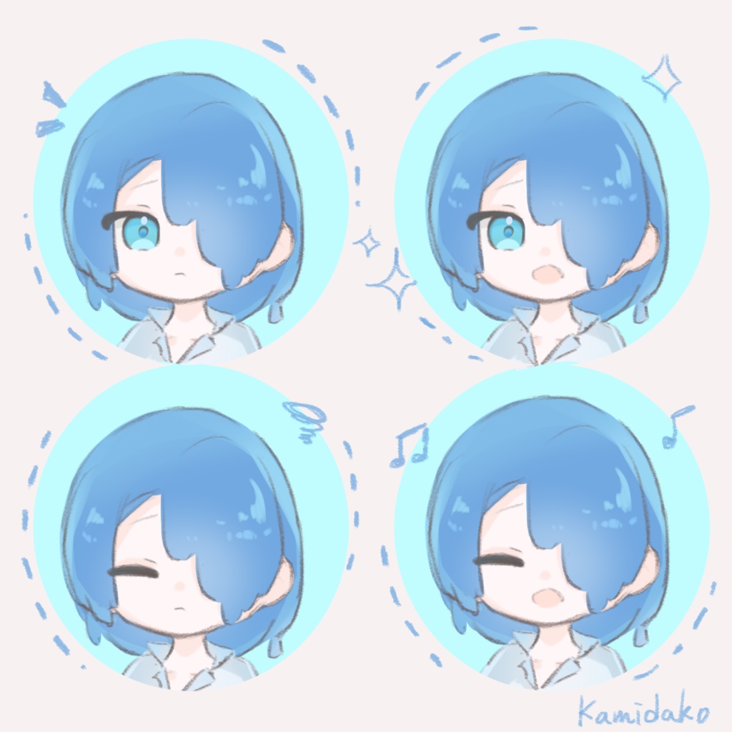 《藍色晚安》PNGtuber免費角色包(veadotube mini 專用) Blue Sleepy – Free PNGtuber Character Pack (for veadotube mini)