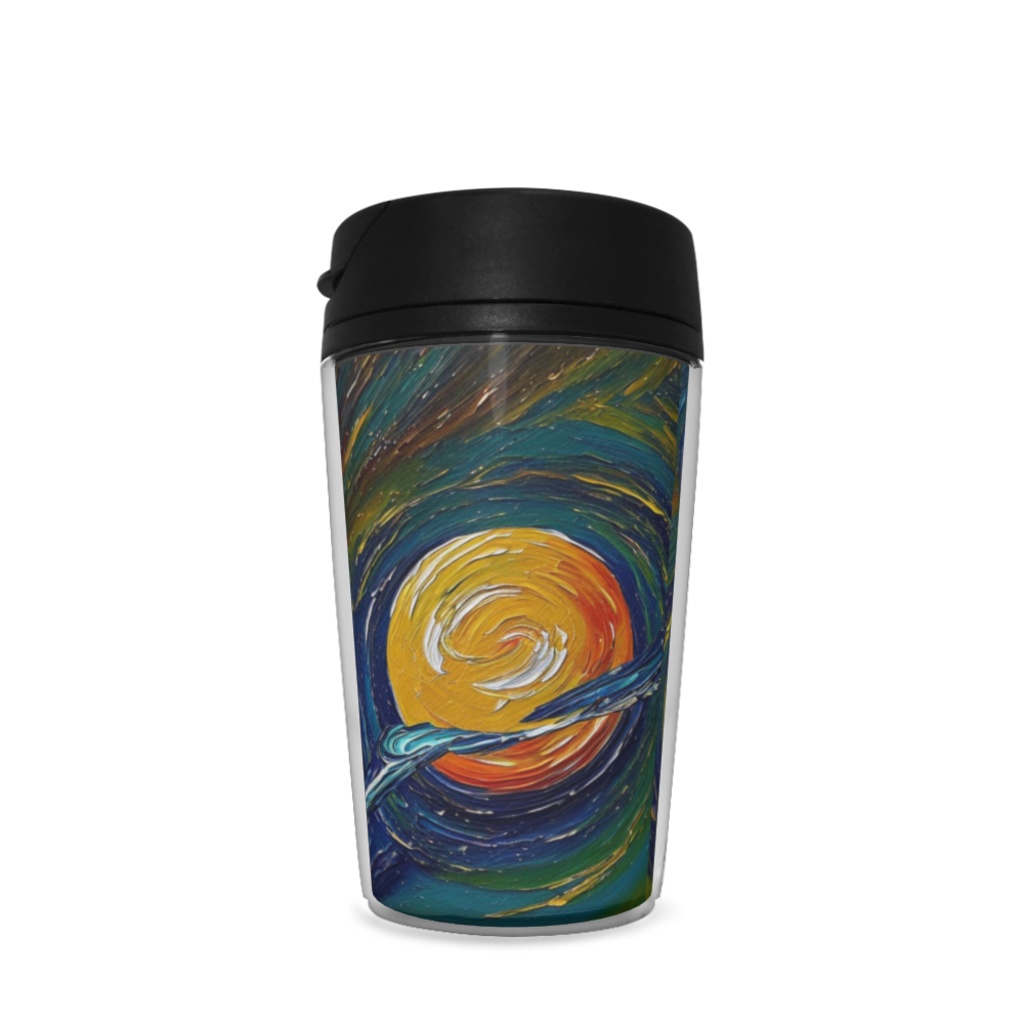 油絵で描いたSpaceデザインのタンブラー