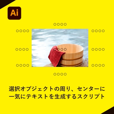 【illustrator jsx】選択オブジェクトの周り、センターに一気にテキストを生成するスクリプト