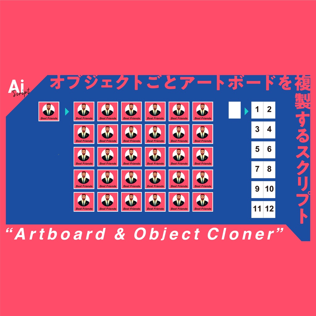 【Illustrator】オブジェクトごとグリッド状にアートボードを複製するスクリプト