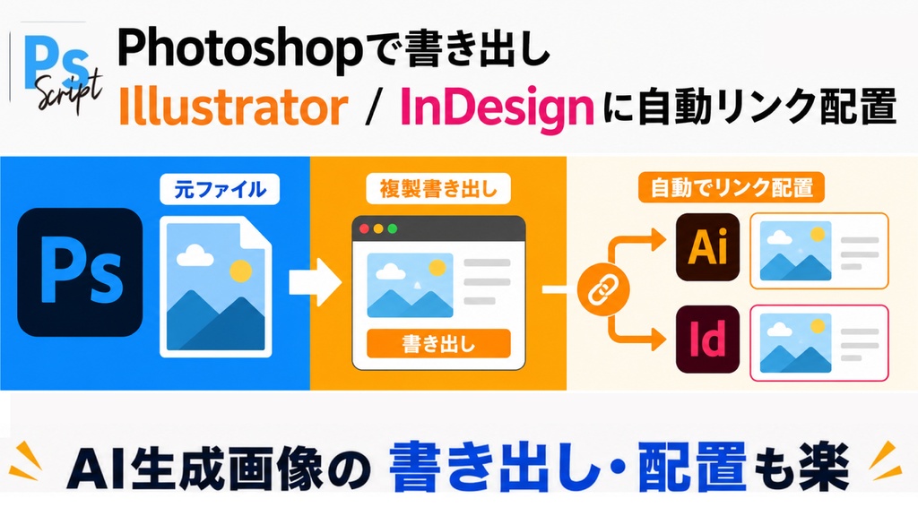 【Photoshop】Photoshopで書き出し後、自動で Illustratorにリンクさせるスクリプト「PS2AI Quick Export Linker」