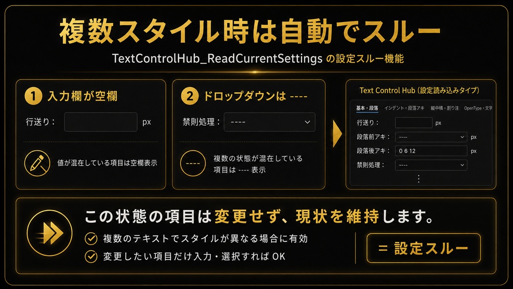 【Illustrator】文字パネル・段落パネル・OpenTypeパネルを一元管理するスクリプト「Text Control Hub」