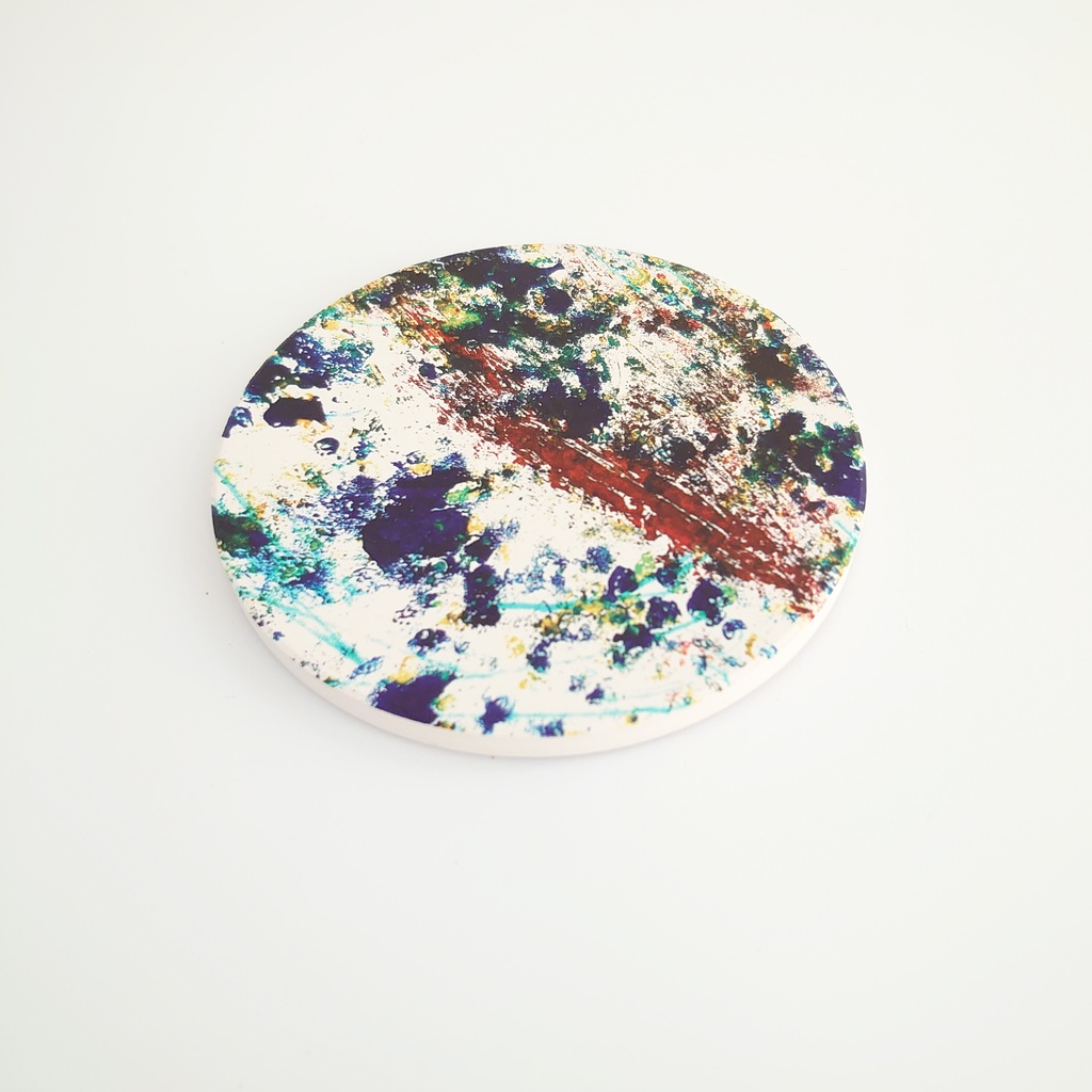 青い花 白雲石吸水コースター お家時間を楽しく