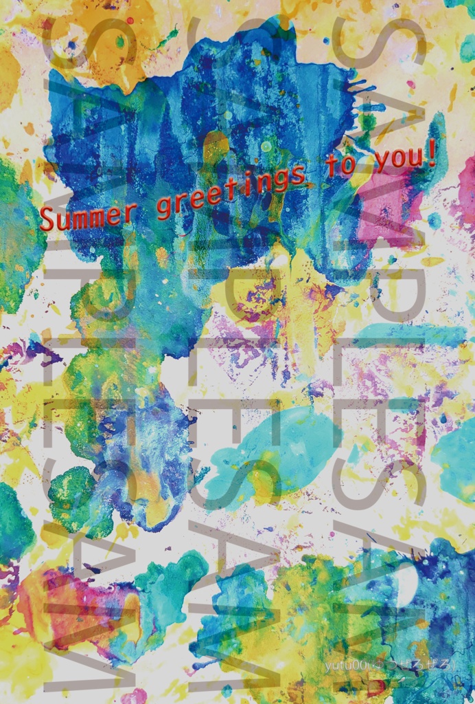 ハガキ印刷用 熱帯魚 暑中見舞い Summer greeting card
