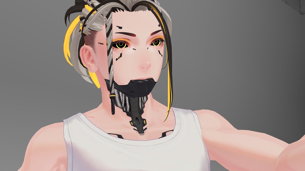 【Techie専用】顔、首 サイバーウェア+おまけ(目)テクスチャ .CLIP ノーマルマップ