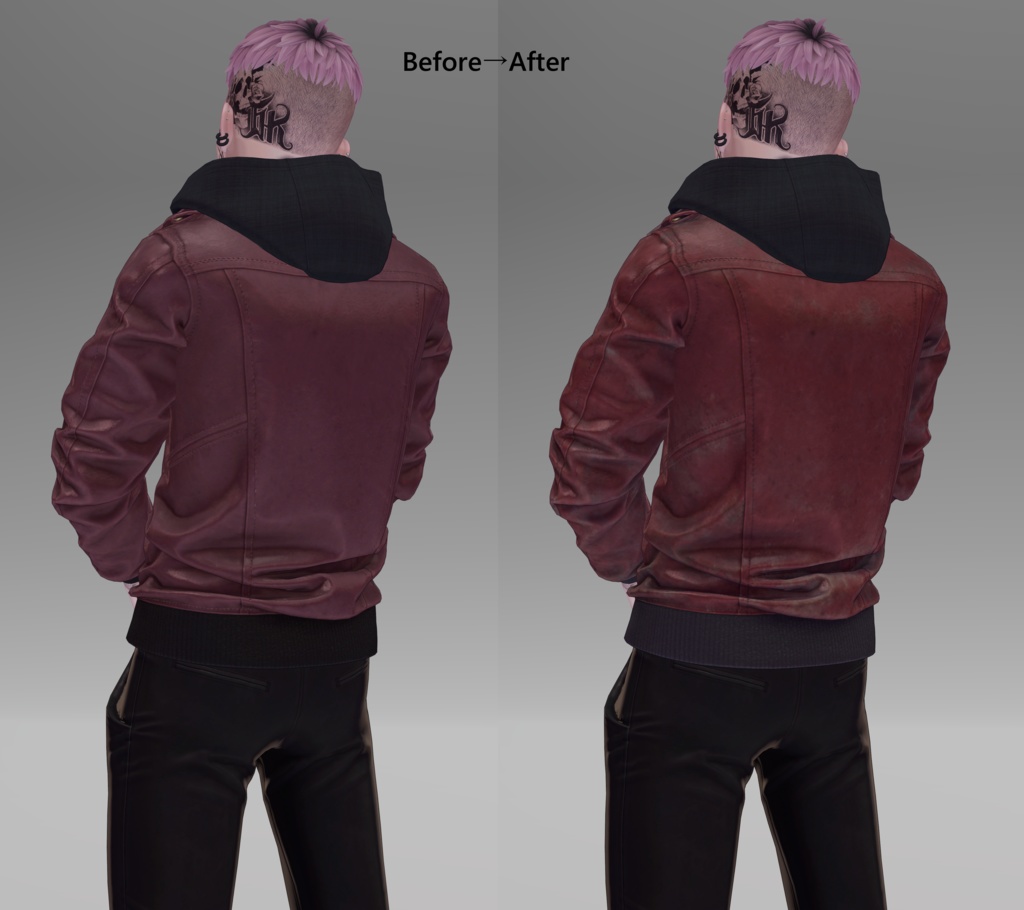 珍飯亭『レザージャケット』用 経年劣化/ダメージテクスチャ (ブラック/レッド用) .Clip PNG