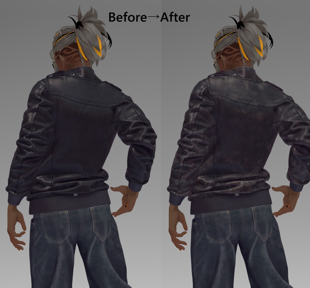 珍飯亭『レザージャケット』用 経年劣化/ダメージテクスチャ (ブラック/レッド用) .Clip PNG