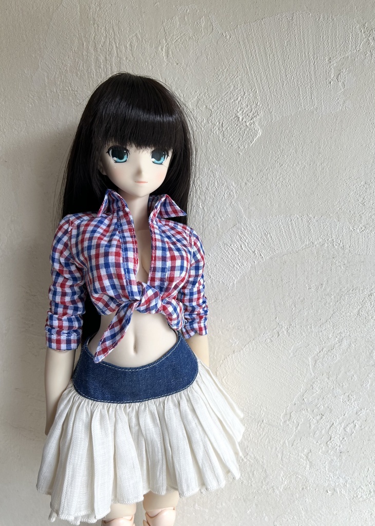 50〜60㎝ドールサイズの前開きシャツ