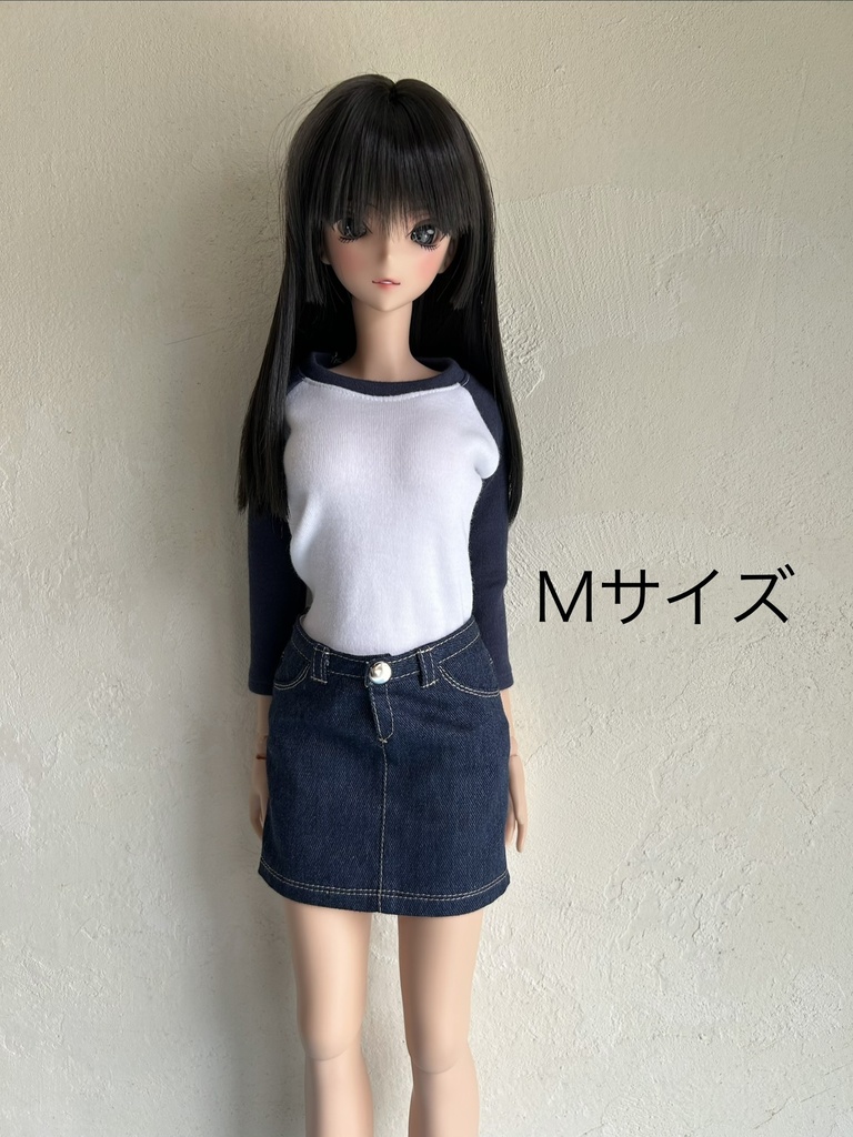 50〜60㎝ドールサイズのラグラン袖Tシャツ