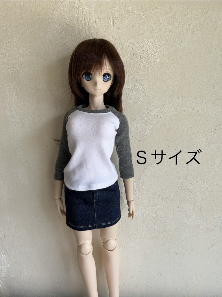 50〜60㎝ドールサイズのラグラン袖Tシャツ