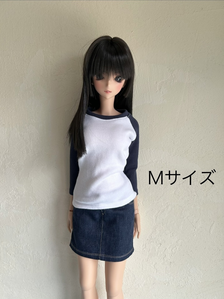 50〜60㎝ドールサイズのラグラン袖Tシャツ