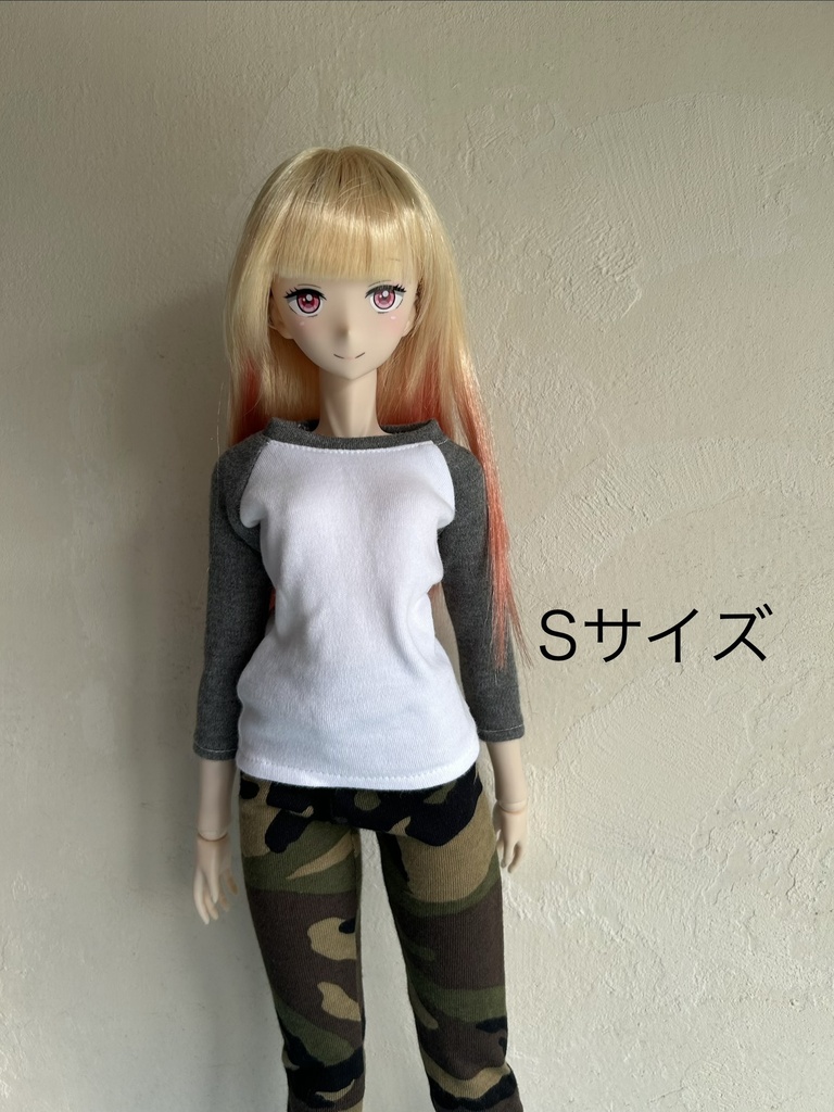 50〜60㎝ドールサイズのラグラン袖Tシャツ