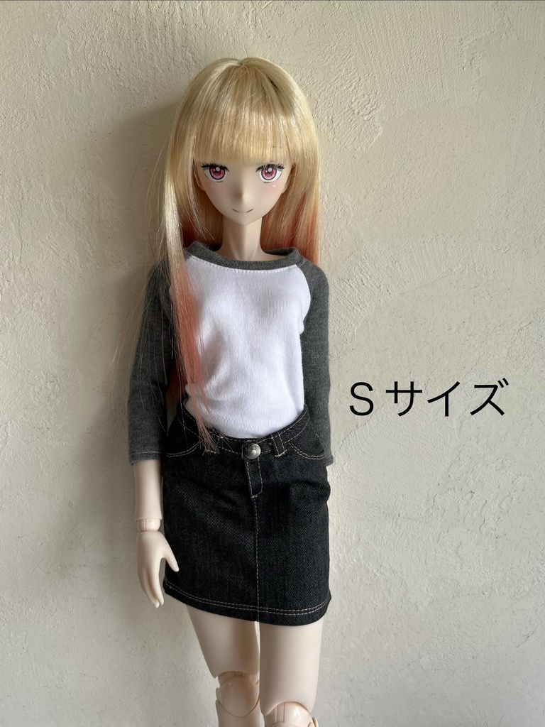50〜60㎝ドールサイズのラグラン袖Tシャツ