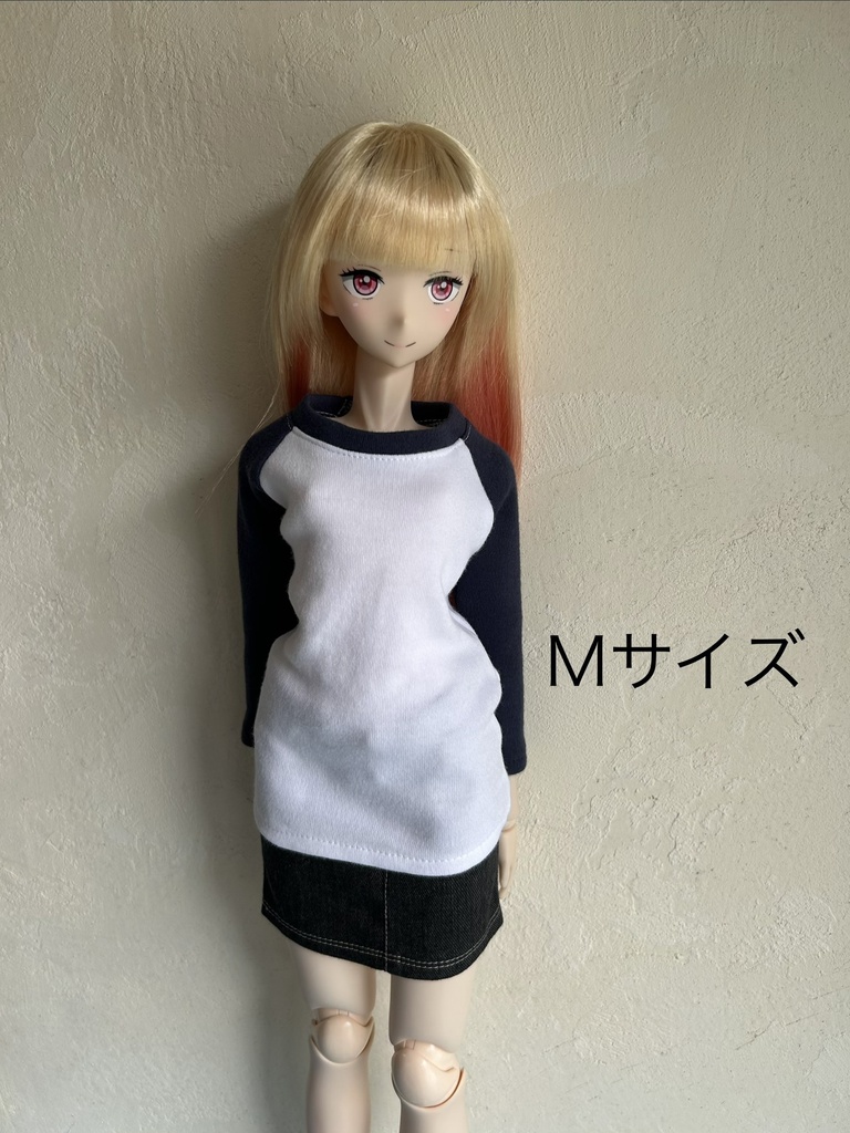 50〜60㎝ドールサイズのラグラン袖Tシャツ